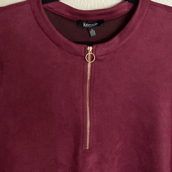 Kenzie Faux-Suede Shift Dress NWT Burgundy color size 14 - Picture 6 of 12
